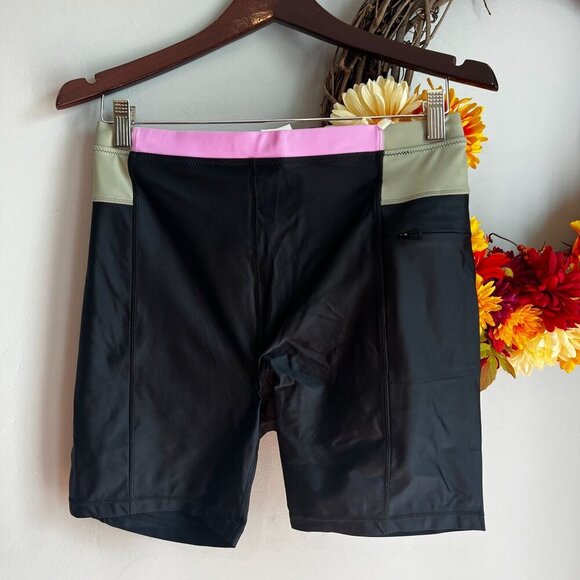 prAna Womens Baja Bound Bike Swim 7" Shorts XTRA-SMALL XS in Black Color Block - Picture 1 of 6